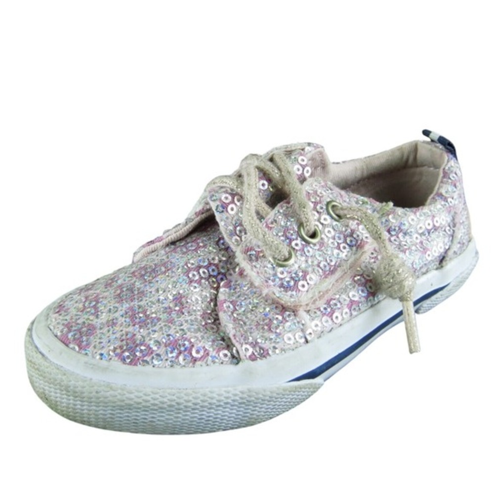 SPERRY Girls Sneaker Size T 7.5 Medium Shoes Pink Fabric Lace Up